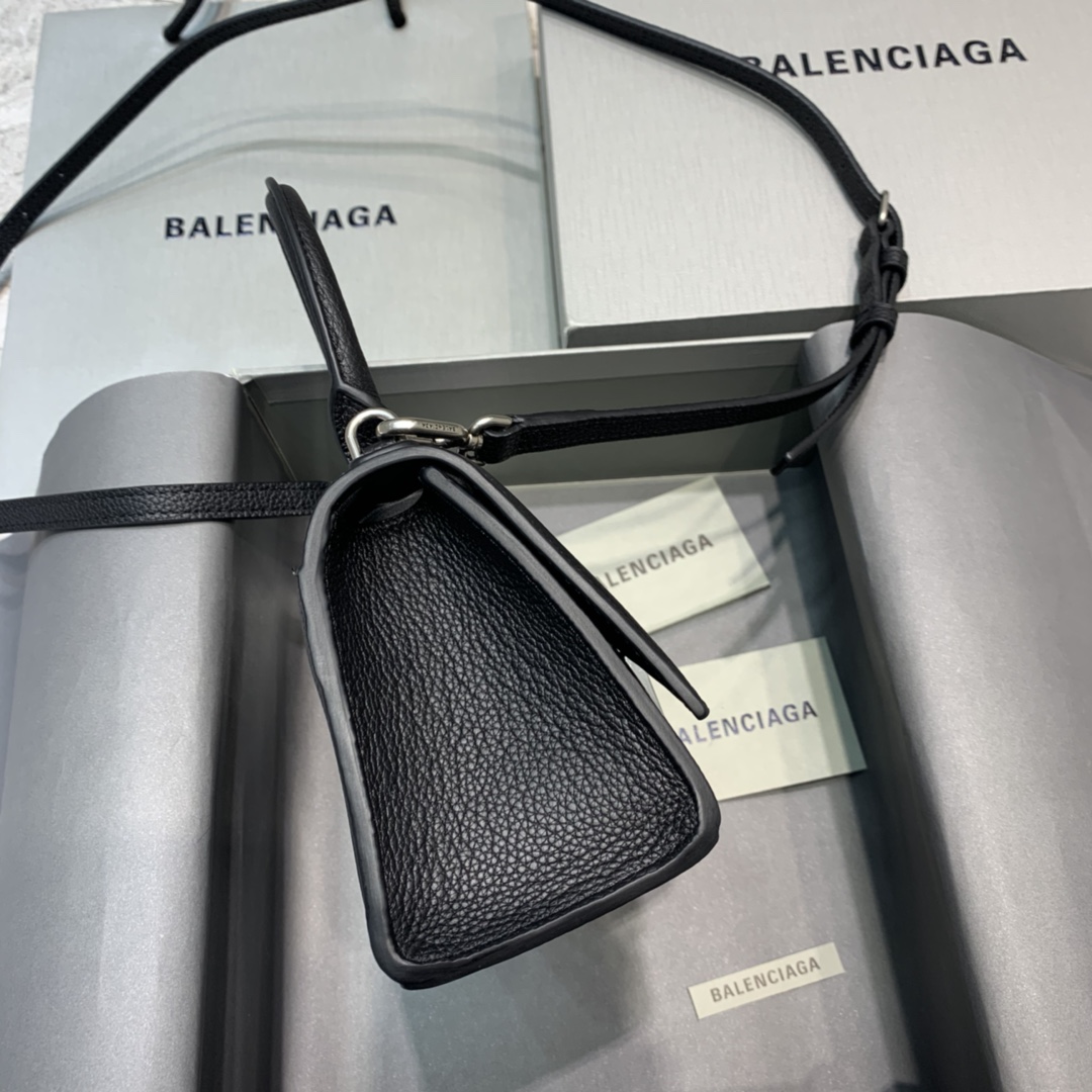 Balenciaga Hourglass XS Handbag Grain Calfskin Shoulder Bag Black